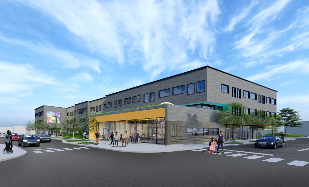 Fifth City Commons, shown here in a rendering, is a $38 million, 43-unit affordable housing development in East Garfield Park.