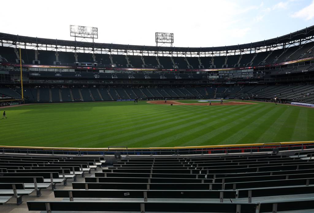 Section 161 in the left-field bleachers is shown at Guaranteed Rate Field before a game between the White Sox and Athletics on Saturday. Two women were hit by bullets on Friday at the location while watching the game. 