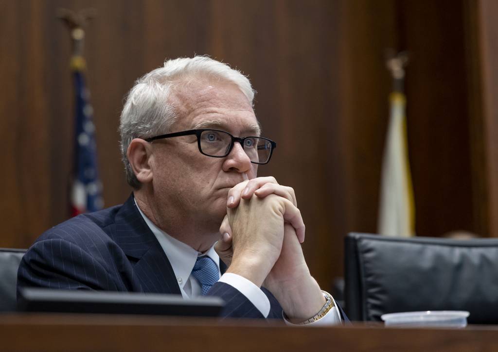 State Rep. Jim Durkin listens on Dec. 12, 2022 during an Illinois House committee hearing at the Bilandic Building about new gun legislation.