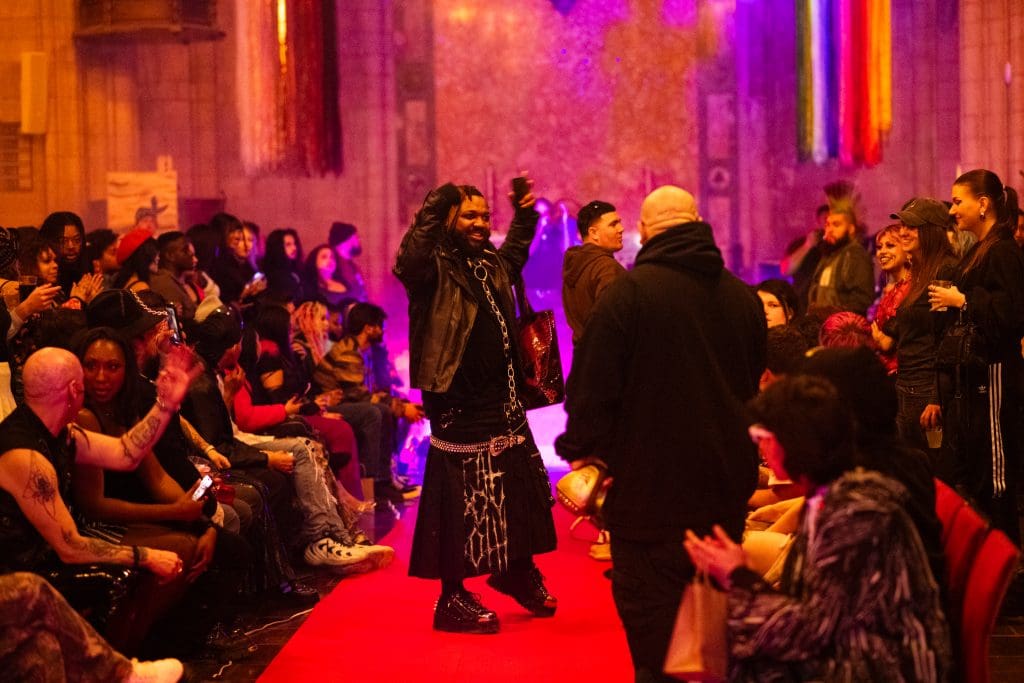 FatBoyGoth celebrate the finale of his show, RockStar Lifestyle Fashion Show at Chicago’s First Unitarian Church.